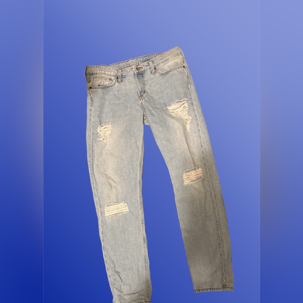 Size 28 Light Blue &Denim Distressed Boyfriend Jeans